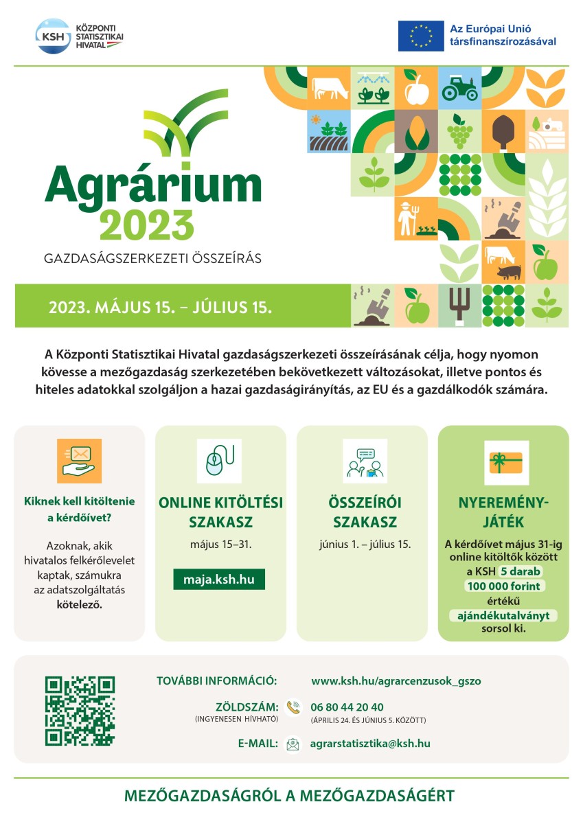Agrárium 2023 – Gazdaságszerkezeti összeírás 2023.május 15 – július 15.