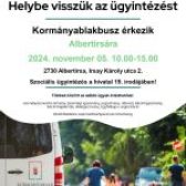 Kormányablakbusz érkezik 2024.11.05-én Albertirsára