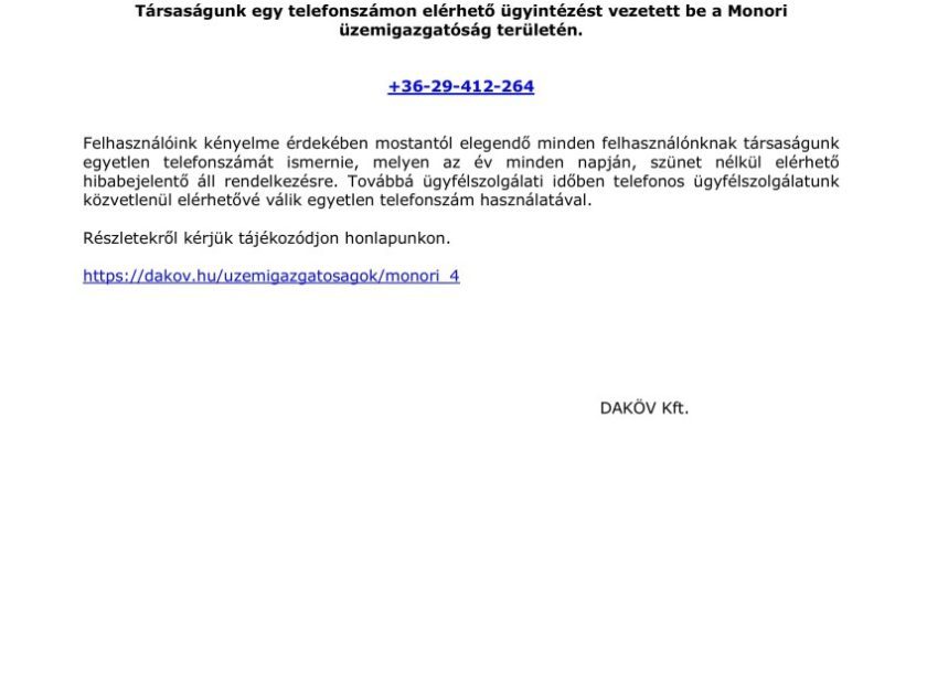 Értesítés telefonszámváltozásról