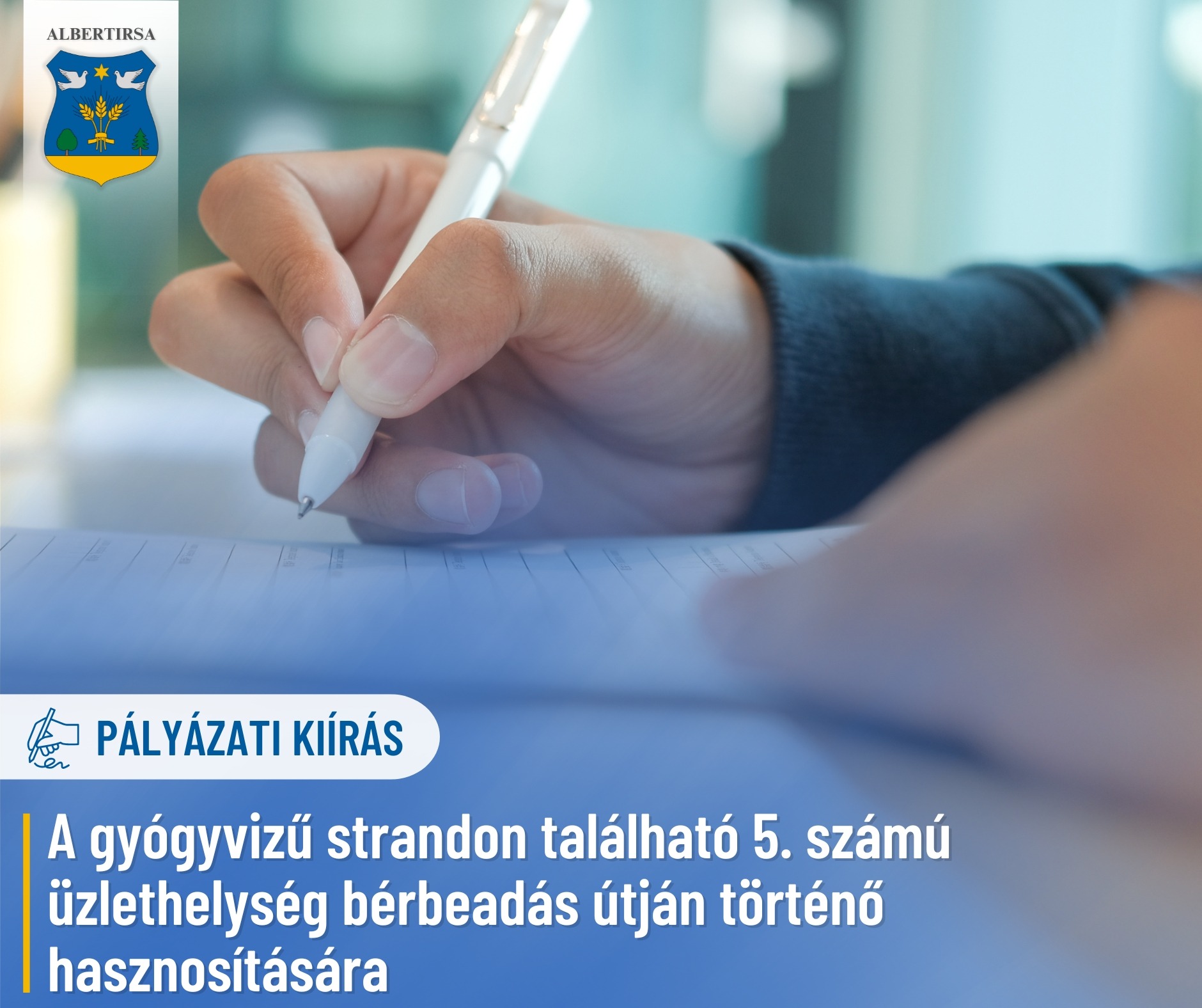 Pályázati kiírás – Üzlethelység bérbeadás