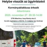 Kormányablakbusz érkezik 2025. november 27-én (csütörtökön) Albertirsára❗️