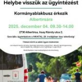 Kormányablakbusz érkezik 2025. december 04-én (csütörtökön) Albertirsára❗️